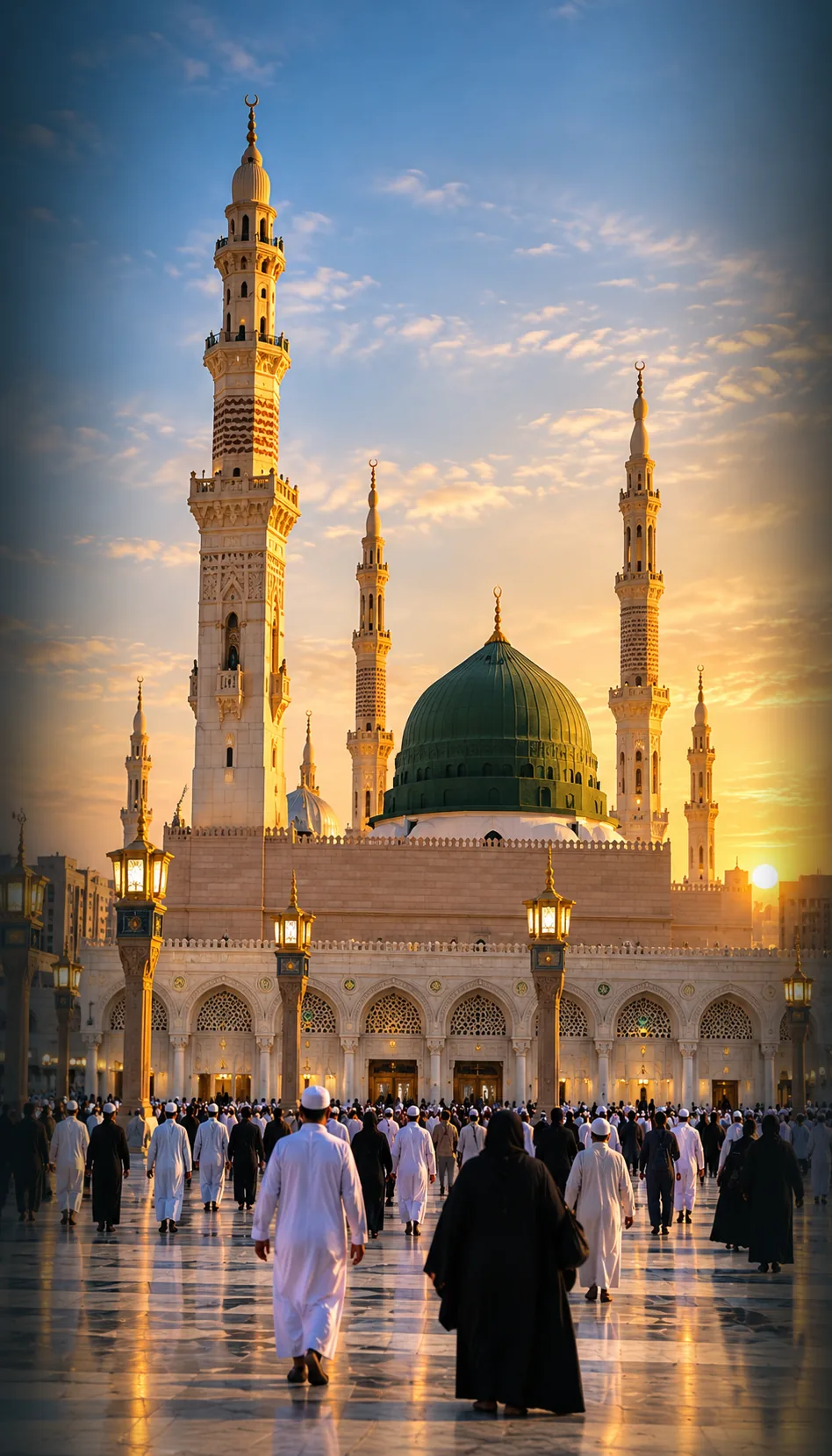 Kubah Hijau Masjid Nabawi ketika senja