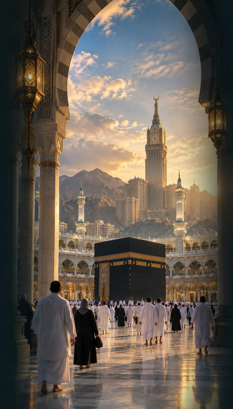 Kaabah dilihat dari lengkok Masjidil Haram